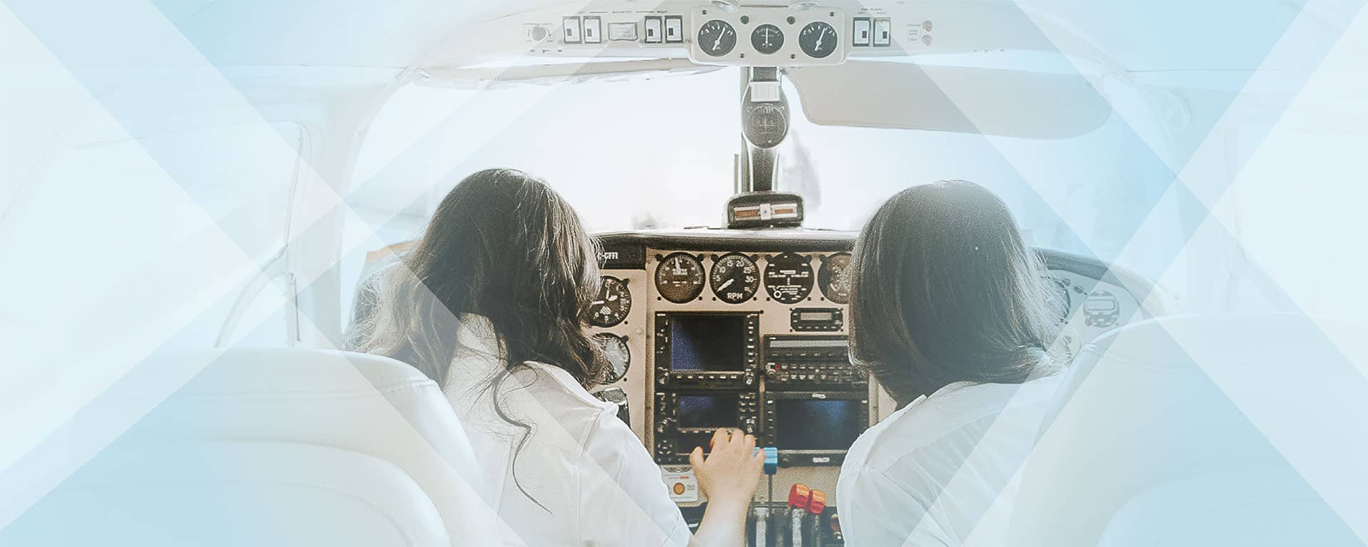 Charting her course to the skies. A woman pilot, trained at Elevate Aviation Learning Center, confidently prepares for takeoff.